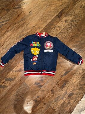 Nintendo Navy Blue Super Mario Bomber Jacket with Red Trim